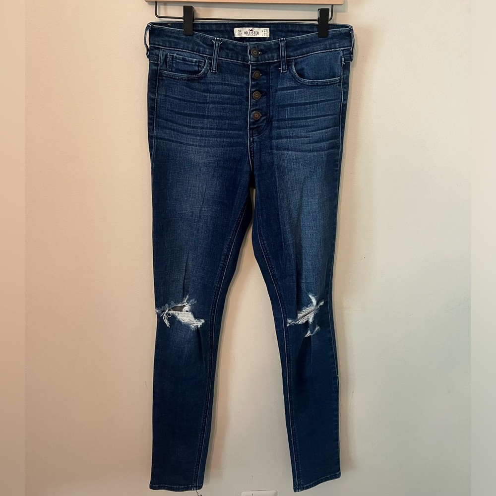 Hollister Ripped skinny jeans with buttons